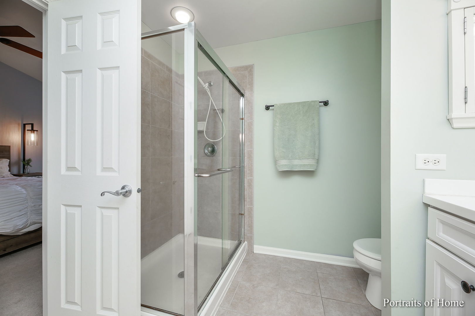 126 Jackson Street Gilberts, IL 60136 - Photo 17 of 25 a bathroom with a granite countertop sink a toilet and shower