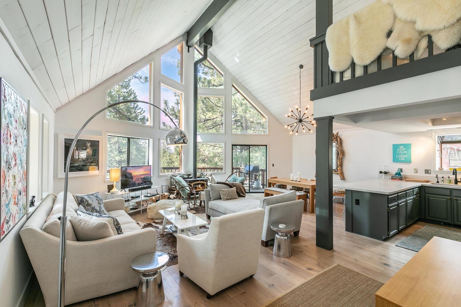 326 Skidder Trail Truckee, CA 96161 - Photo 4 of 21 a living room with fireplace furniture and a large window