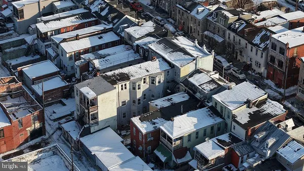 a city view with tall buildings
