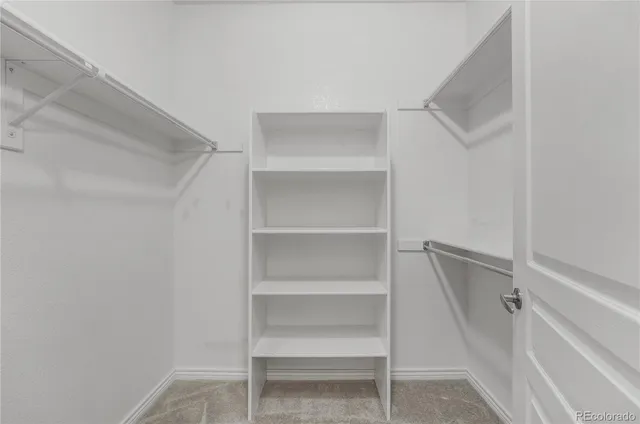 a view of an empty walk in closet