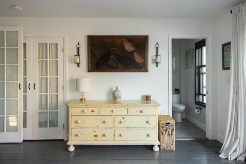 a view of swimming pool from a window