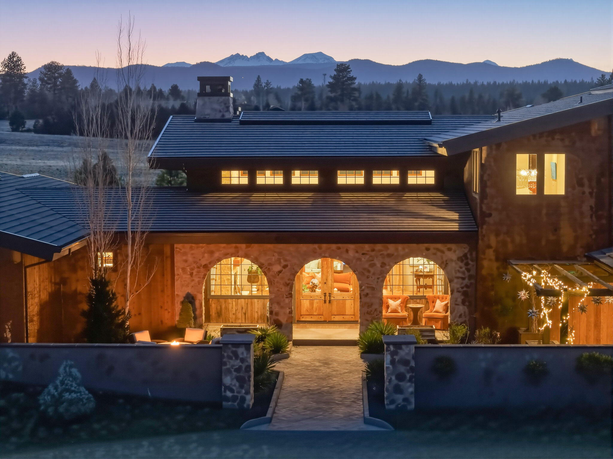 19100 Macalpine Loop Bend, OR 97702 - Photo 10 of 56 Front Entry at Twilight
