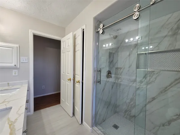 a bathroom with a shower