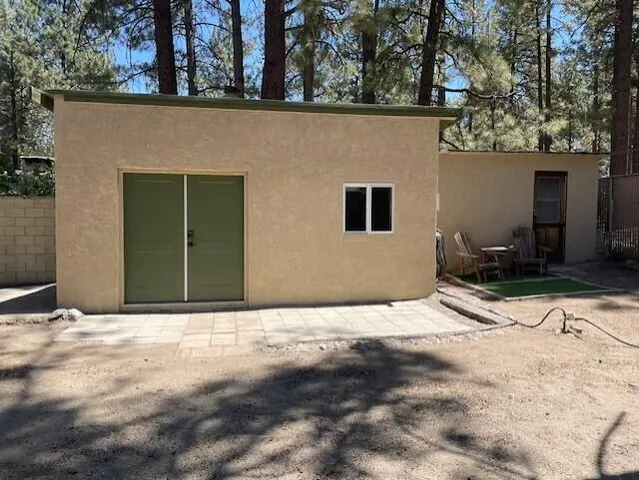 a view of outdoor space yard and garage