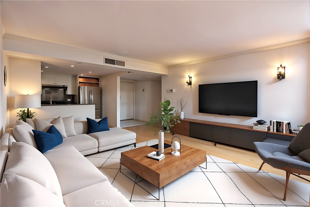 10535 Wilshire Boulevard, Unit 912 Los Angeles, CA 90024 - Photo 12 of 33 a living room with furniture and a flat screen tv