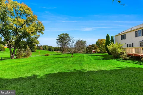a view of yard with swimming pool and green space