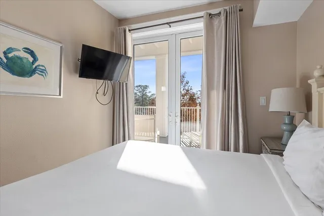 a view of a lake and a mountain in the background