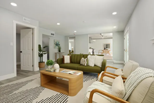 a living room with furniture