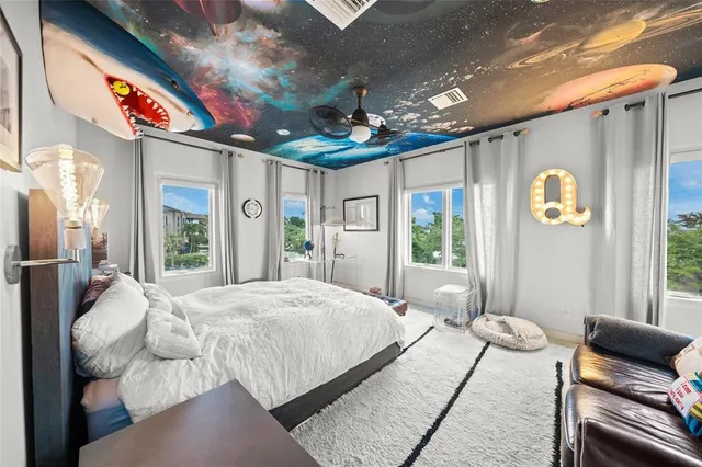 a view of a lake and front yard