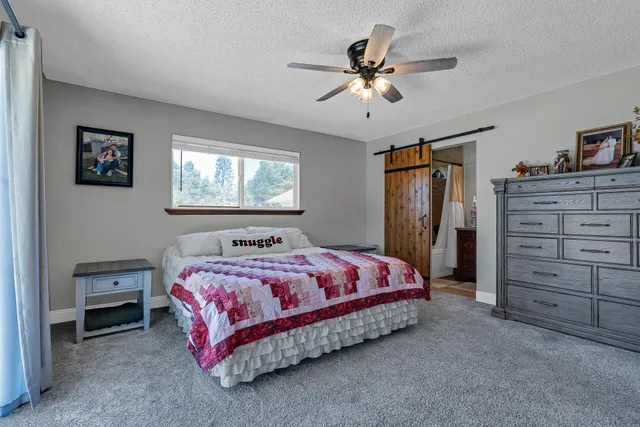 a bed room with a bed and a walk in closet