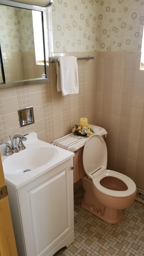 4500 Plainfield Avenue Norridge, IL 60706 - Photo 16 of 29 a bathroom with a toilet a sink and a mirror