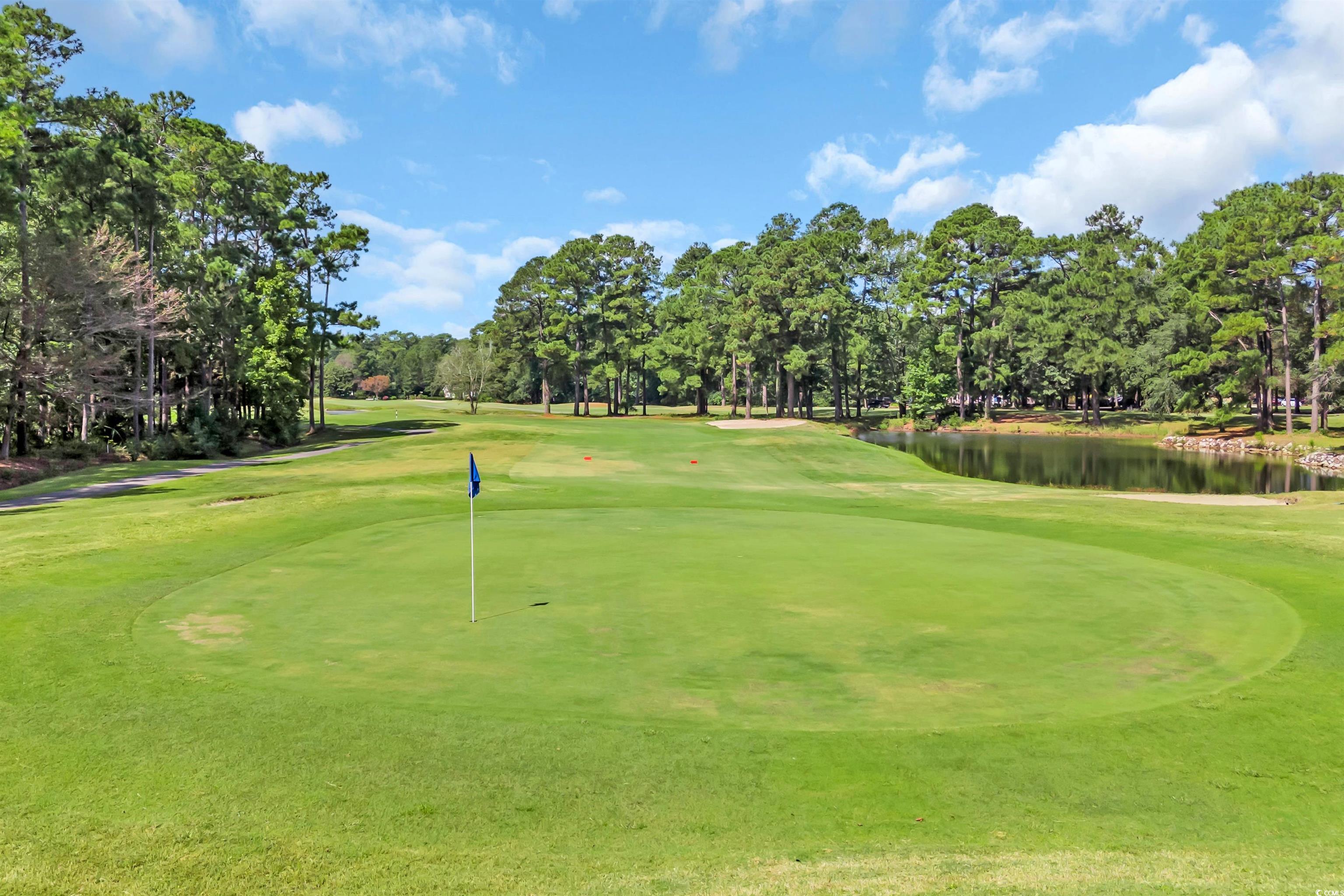9350 Pinckney Lane Murrells Inlet, SC 29576 - Photo 34 of 40 View of property's community with view of wooded area, view of golf course, a lawn, and a water view