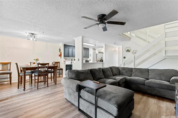 a living room with furniture