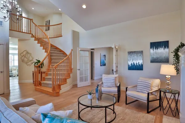 a workspace with furniture and window