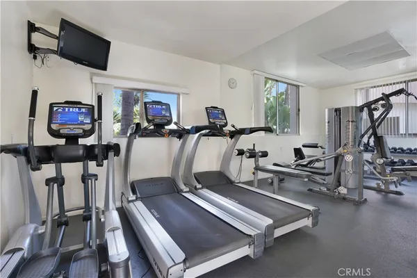 a view of a room with gym equipment