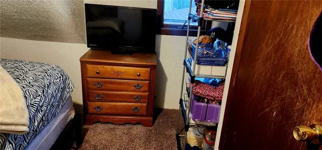 a room with a walk in closet