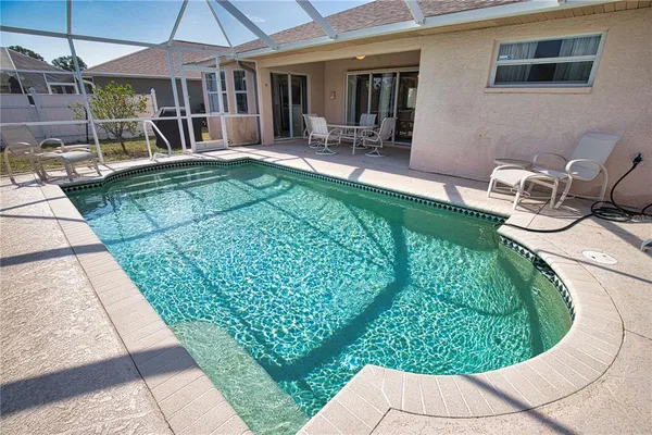 a view of a park with large trees