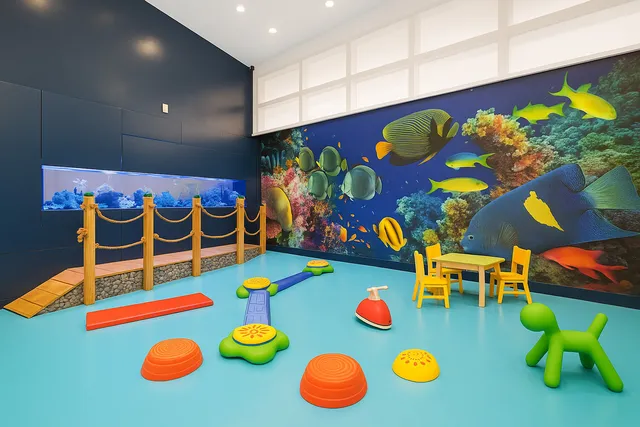 a table that has couches and a table