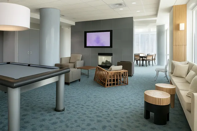 a living room with furniture