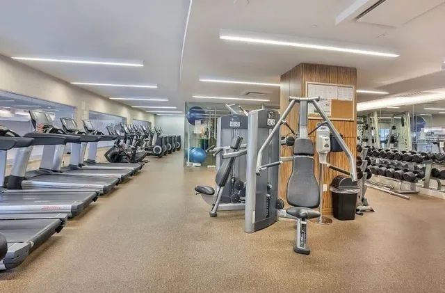 a view of a room with gym equipment