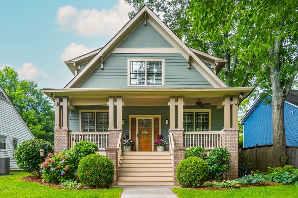 a view of a house and garden