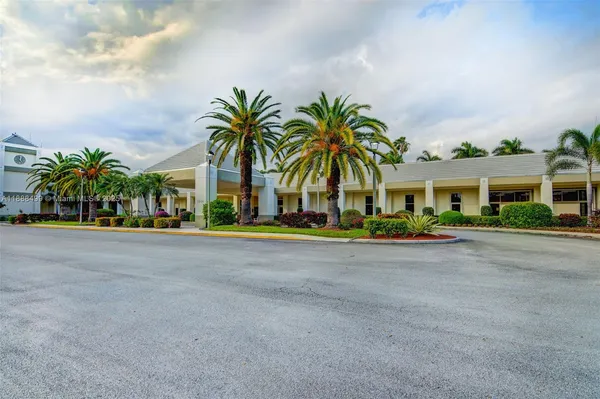 a view of a building with a street