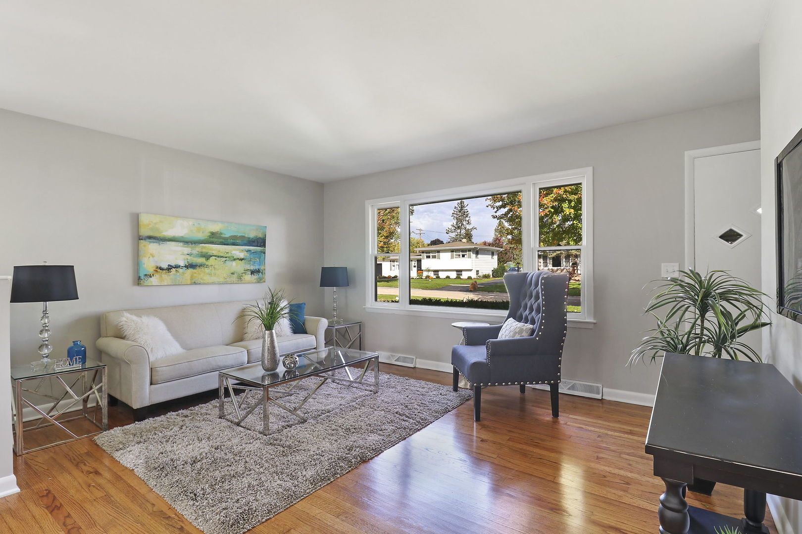 111 Wagner Drive Cary, IL 60013 - Photo 4 of 23 a living room with furniture and a potted plant on table with wooden floor