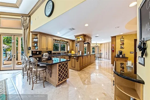 a view of a kitchen and dining area