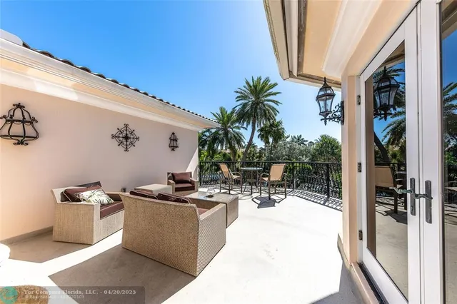 a building outdoor space with patio furniture