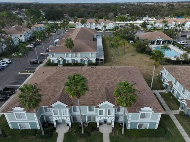 an aerial view of a house
