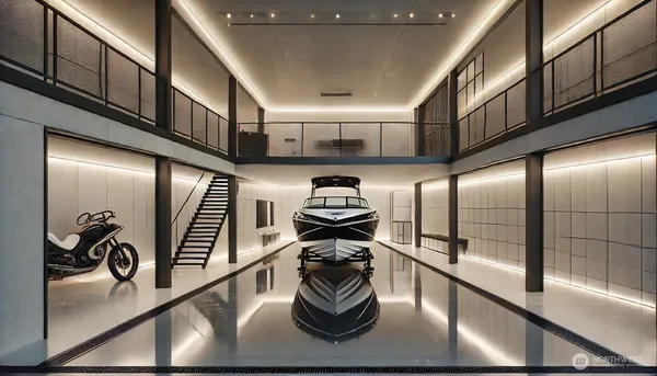 a view of a hallway with windows