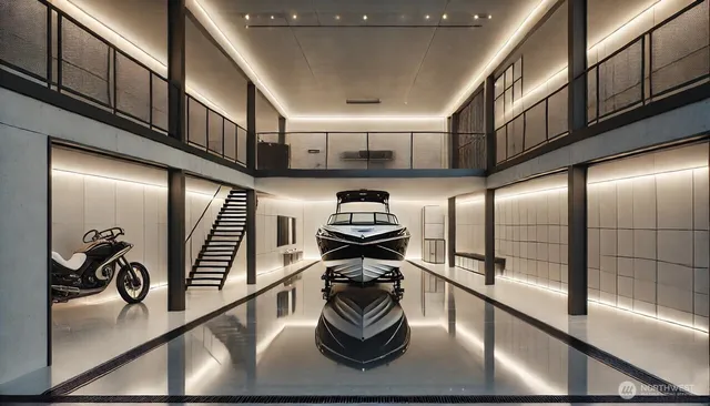 a view of a hallway with windows