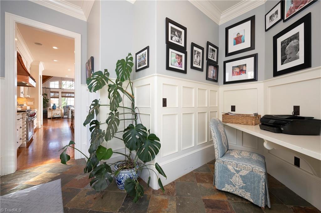 287 James Way Bermuda Run, NC 27006 - Photo 14 of 44 Home office/ homework space with heavy wainscoting trim and slate floors
