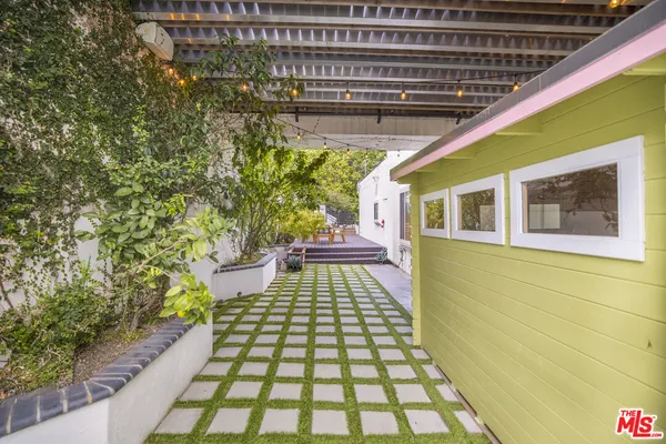 a view of an outdoor space with a balcony