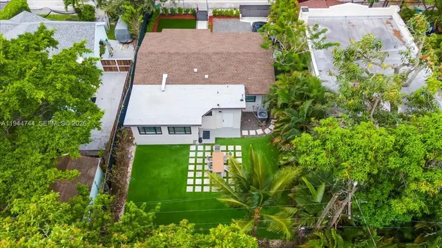 an aerial view of a house