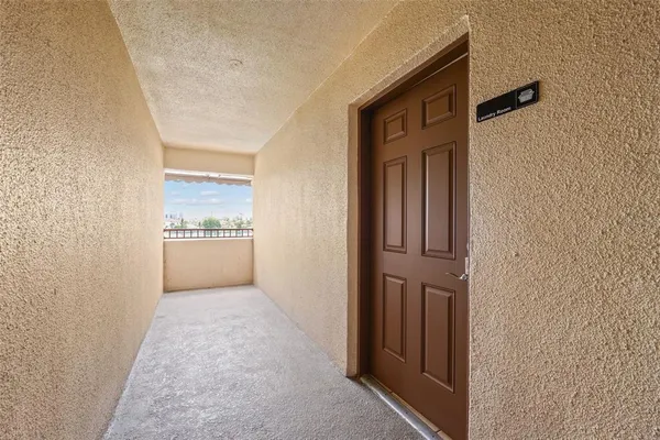 a utility room with furniture and a city view
