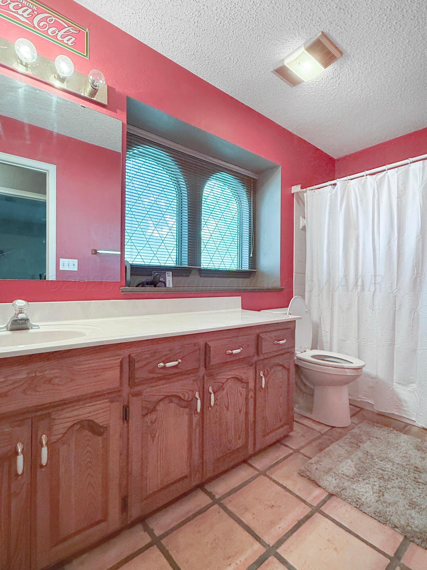 218 West Ocla Street Borger, TX 79007 - Photo 9 of 37 a bathroom with a sink a toilet and mirror