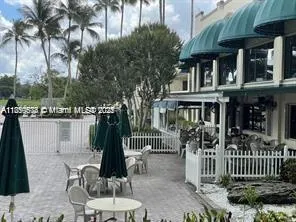 a view of a park with large trees