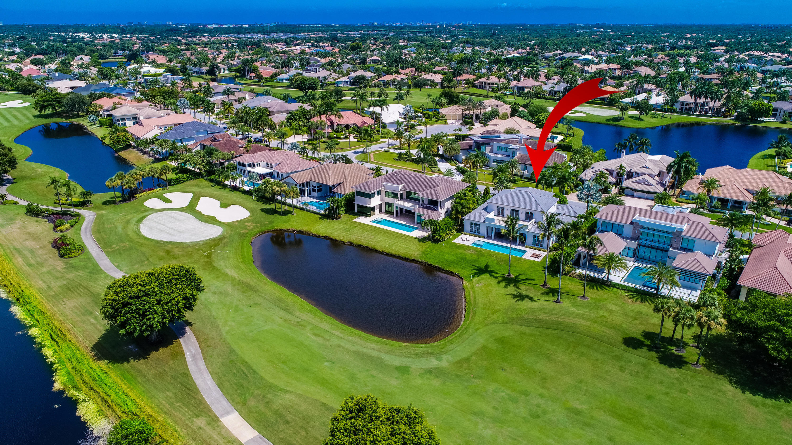 7140 Queenferry Circle Boca Raton, FL 33496 - Photo 21 of 51 an aerial view of a house with a swimming pool yard and outdoor seating