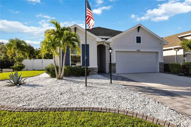 a view of a house with backyard and swimming pool