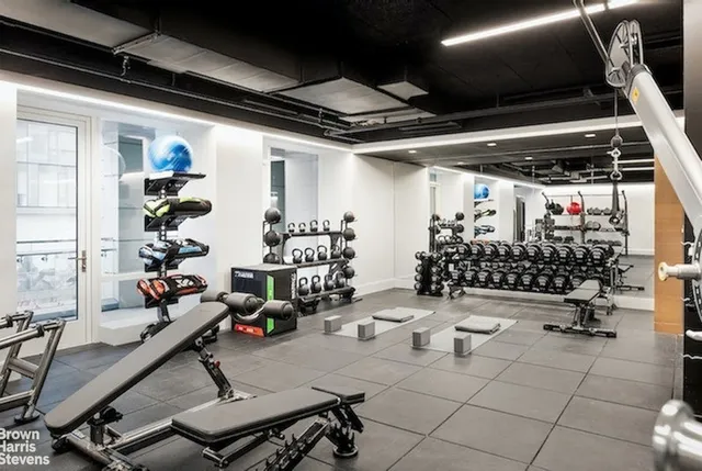 a room with gym equipment