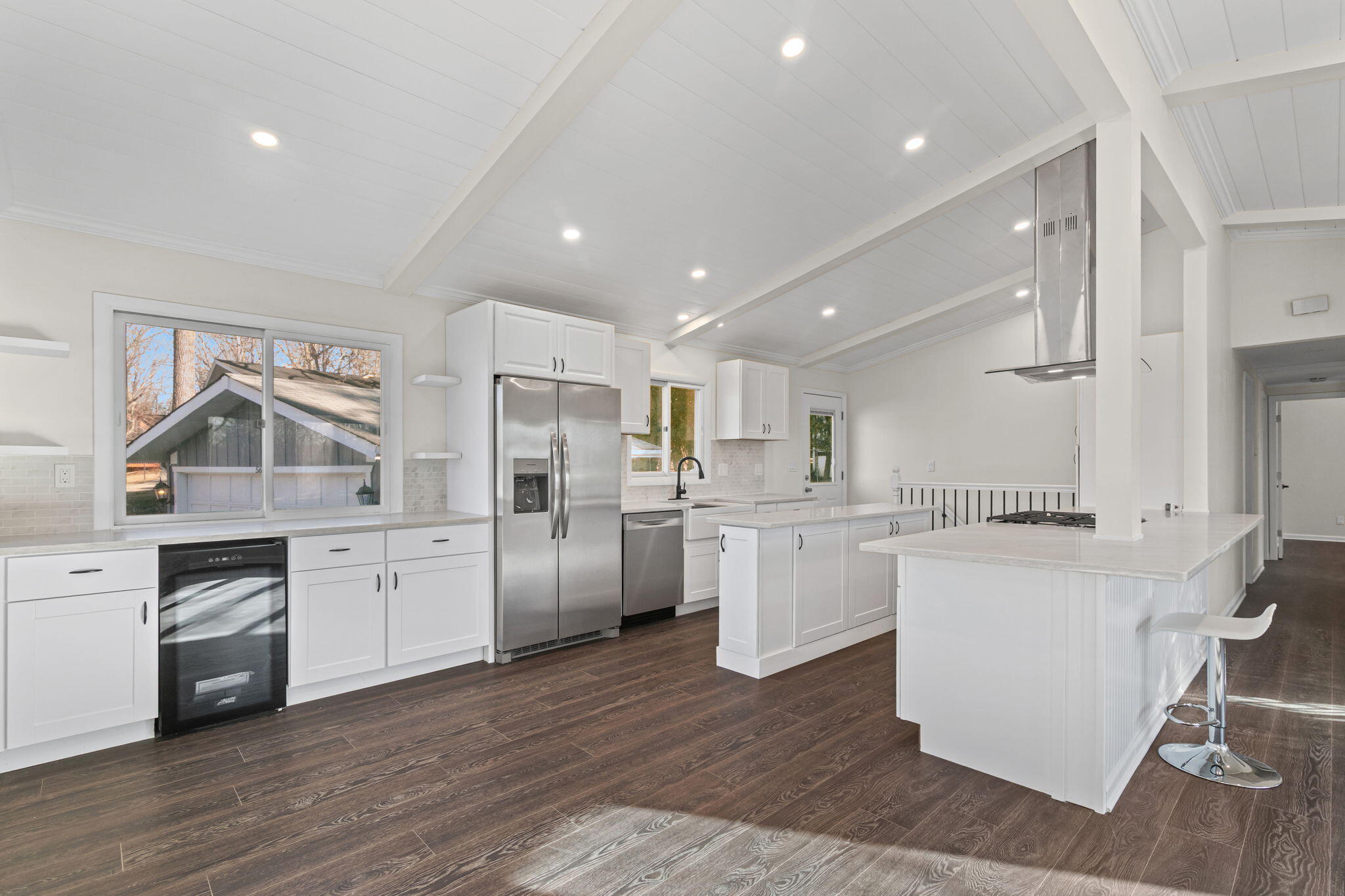 560 Free Church Drive Williams Bay, WI 53191 - Photo 5 of 28 View from the fireplace into the open concept, Kitchen-Dining-Living Space