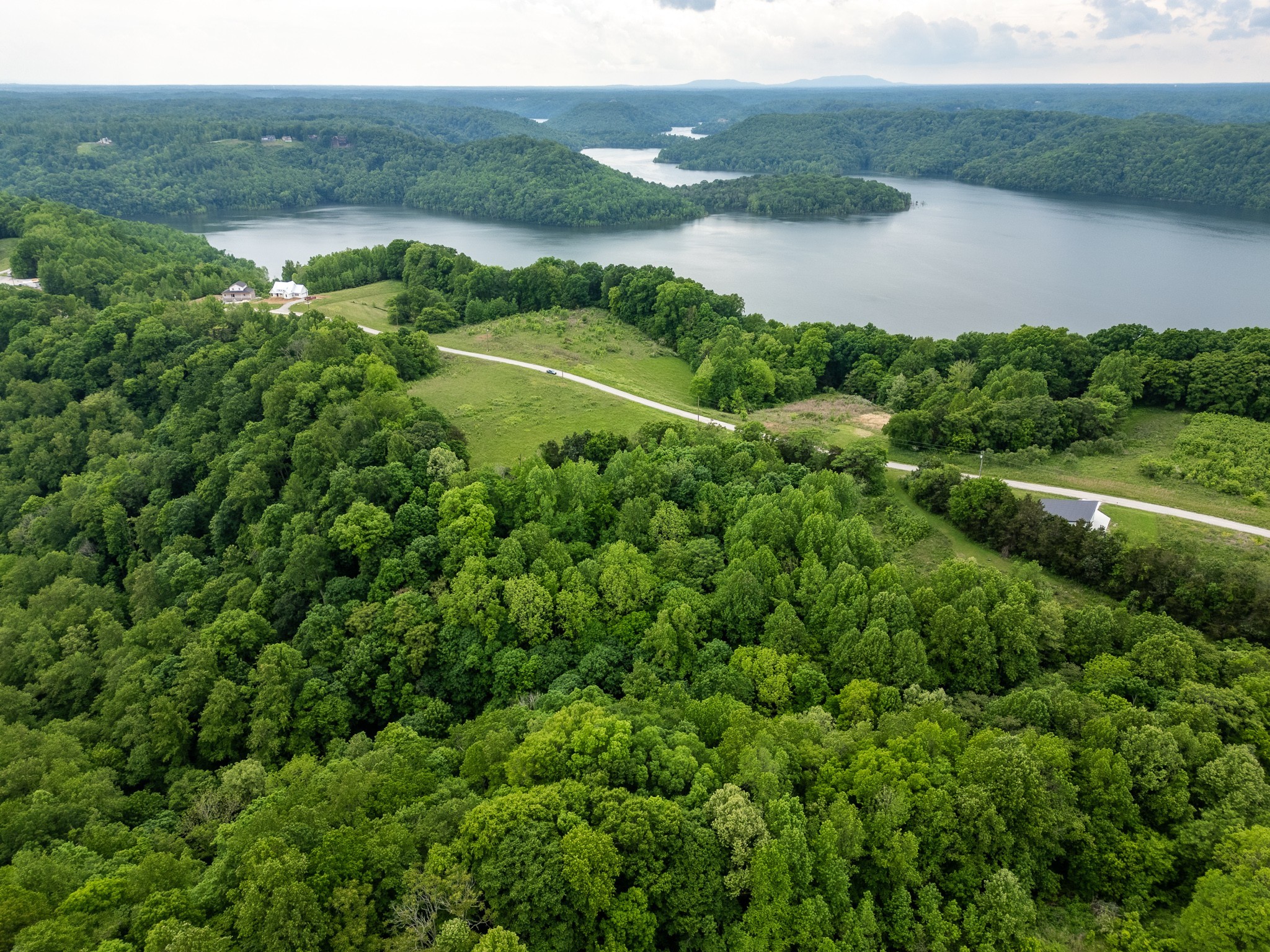 0 Lake Bluff Road Baxter, TN 38544 - Photo 6 of 13 an aerial view of green landscape with trees houses and lake view