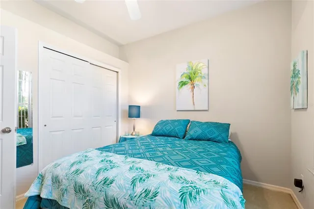 a bedroom with a bed