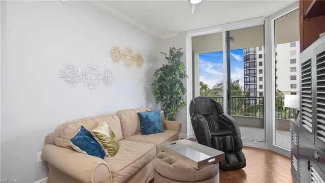 a view of balcony with furniture