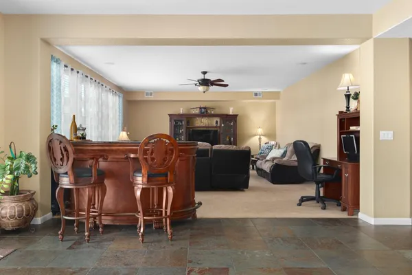 a view of a hallway with staircase