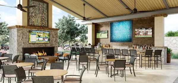 a view of swimming pool with outdoor seating