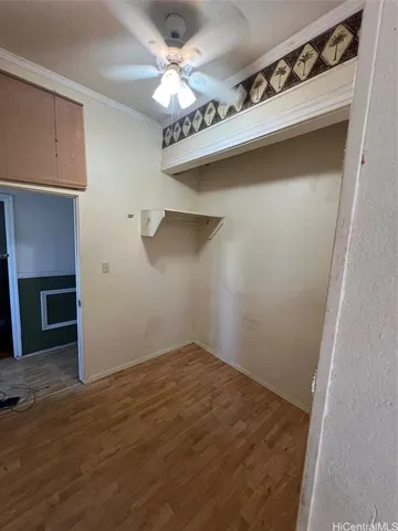 an empty room with a fireplace