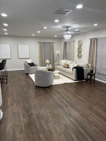 a living room with furniture