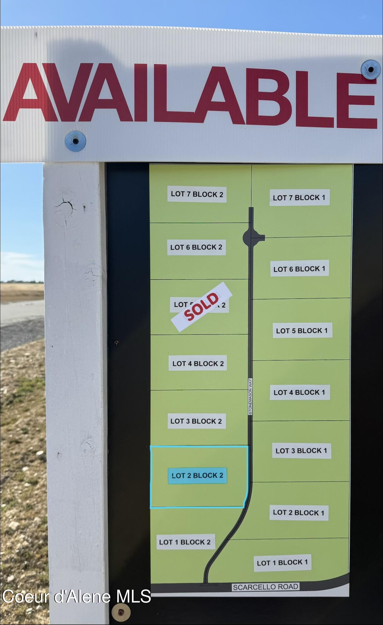 Nka North Stonemason Way, Unit 2 Rathdrum, ID 83858 - Photo 7 of 7 Lot map, Lot 2 Block 2 is highlighted